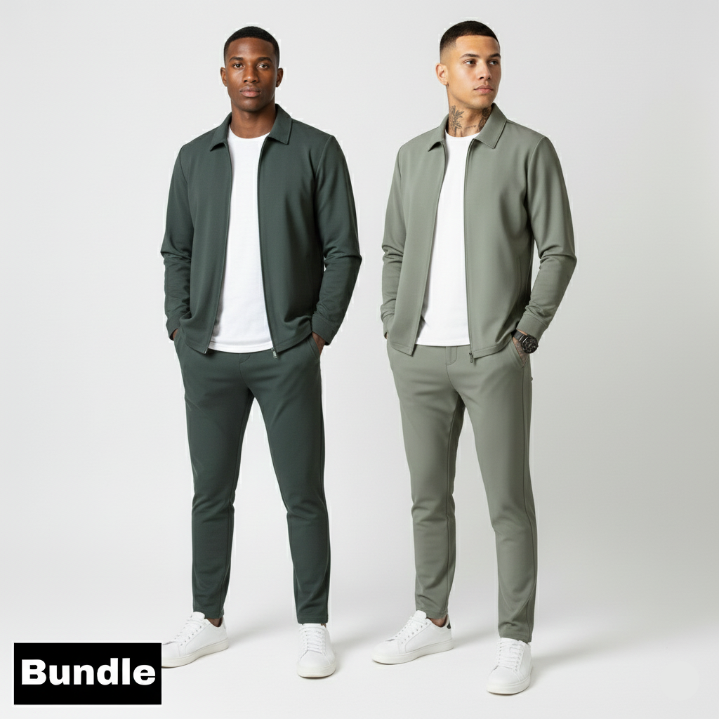 Elevated Essentials Tracksuit Bundle - Khaki & Grey